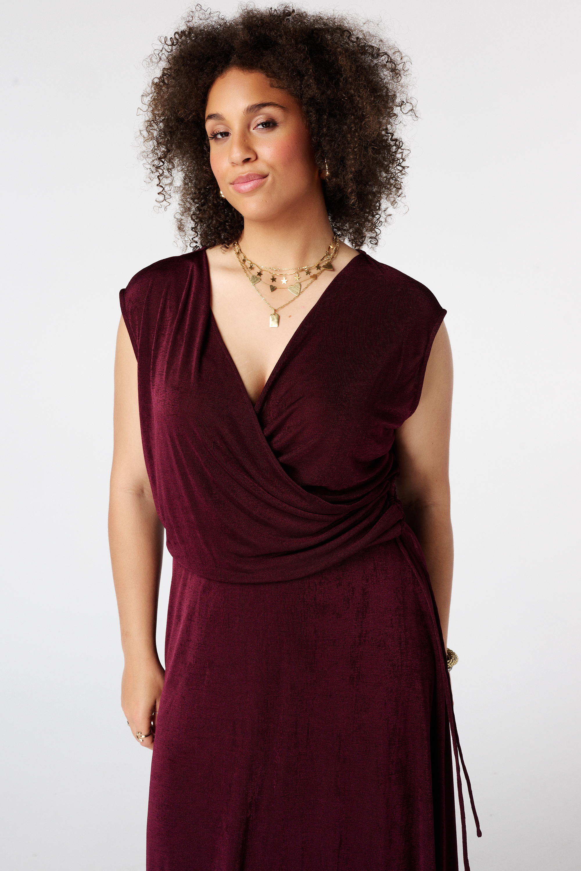 robe longue robe cache coeur bordeaux Femmes Robe avec effet cache cœur Bordeaux MS Mode